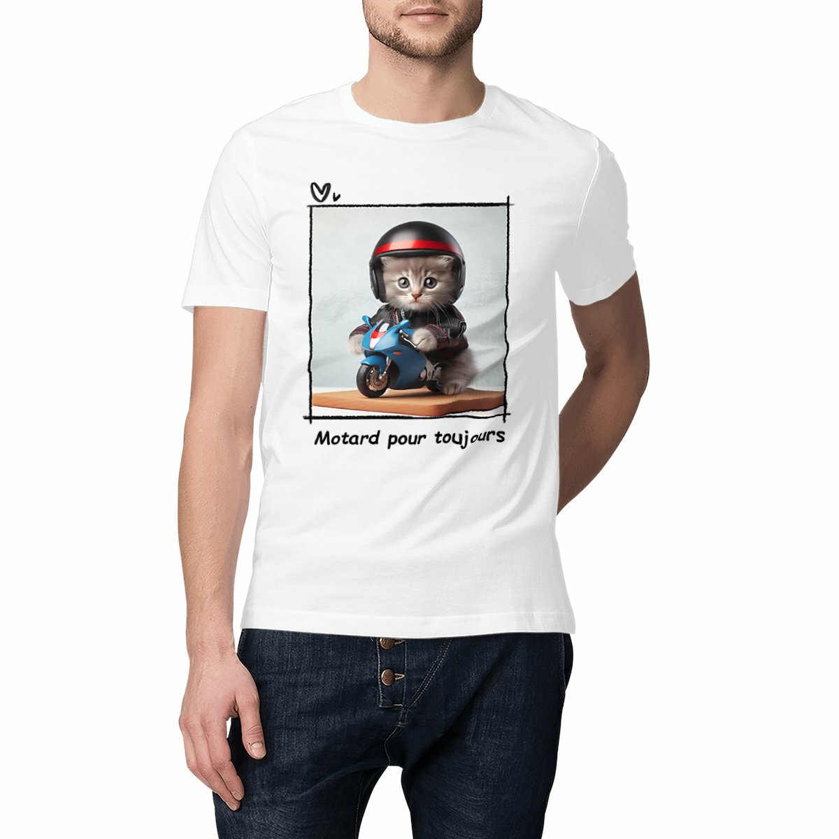 TShirt Unisexe - Motard pour toujours - Chat
